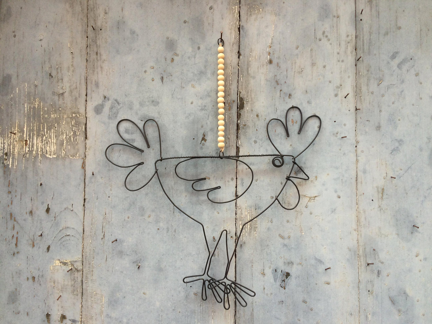 Rooster Decorative hen to hang, wall decoration in annealed wire, fabric, interior decoration gift, nature chicken, chicken