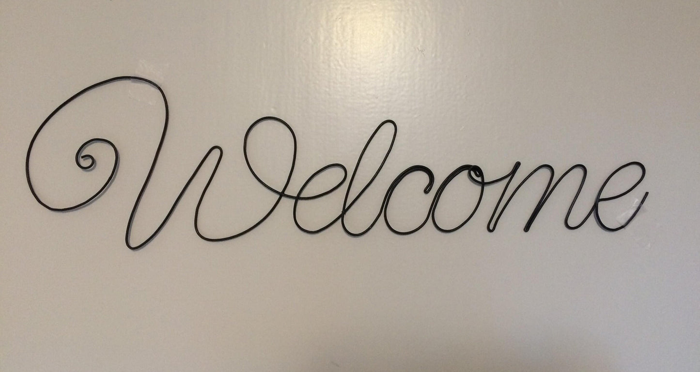 Welcome word in real wire, wire writing, wire sentence, wire quote, wire wall decoration, wire