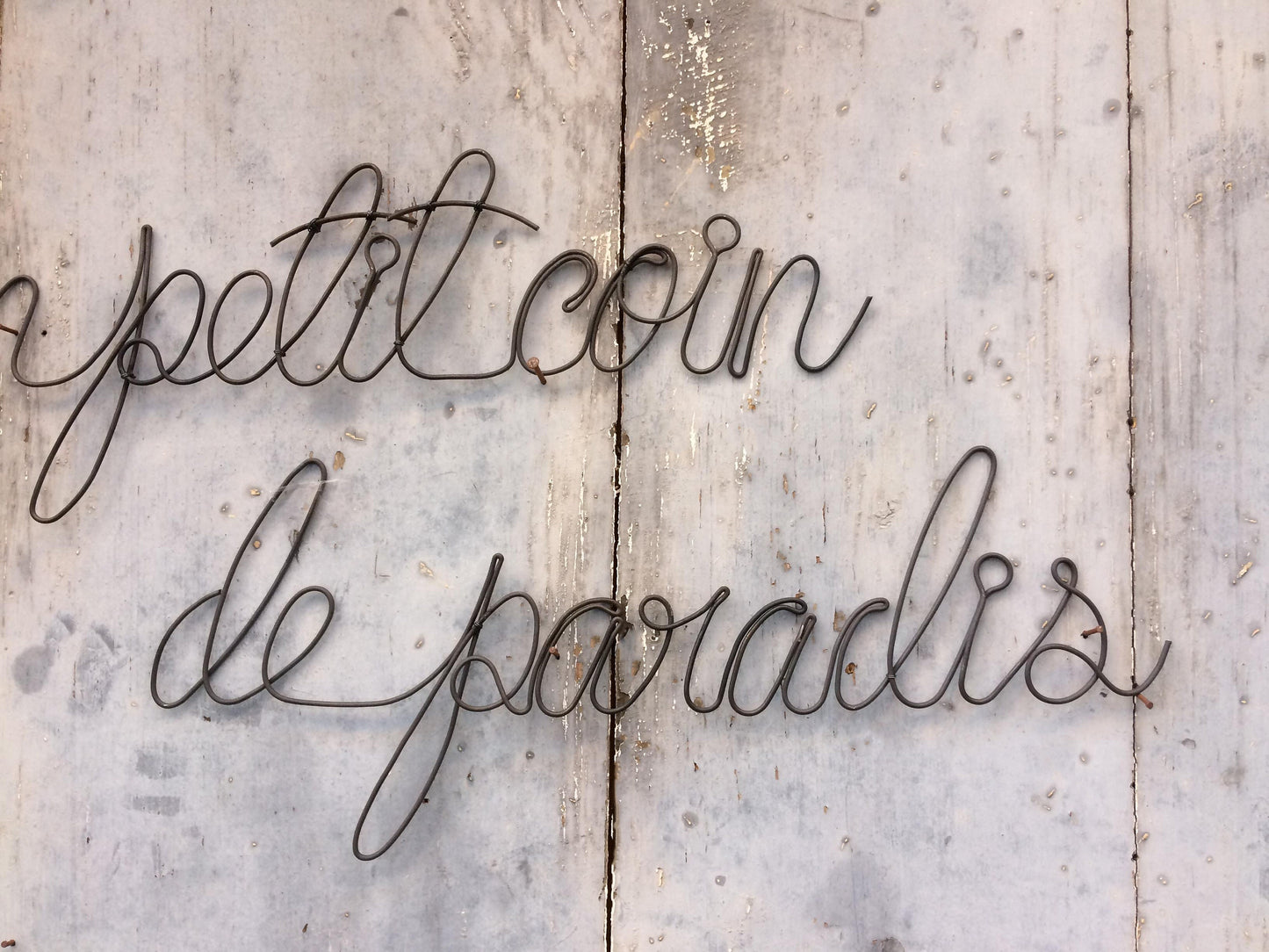 Wire wall quote, a little corner of paradise, message, wire phrase, wire quote, wire wall decoration