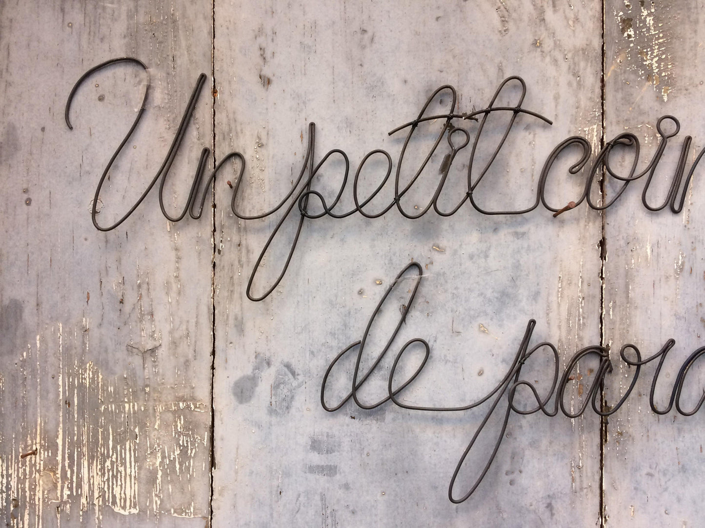 Wire wall quote, a little corner of paradise, message, wire phrase, wire quote, wire wall decoration