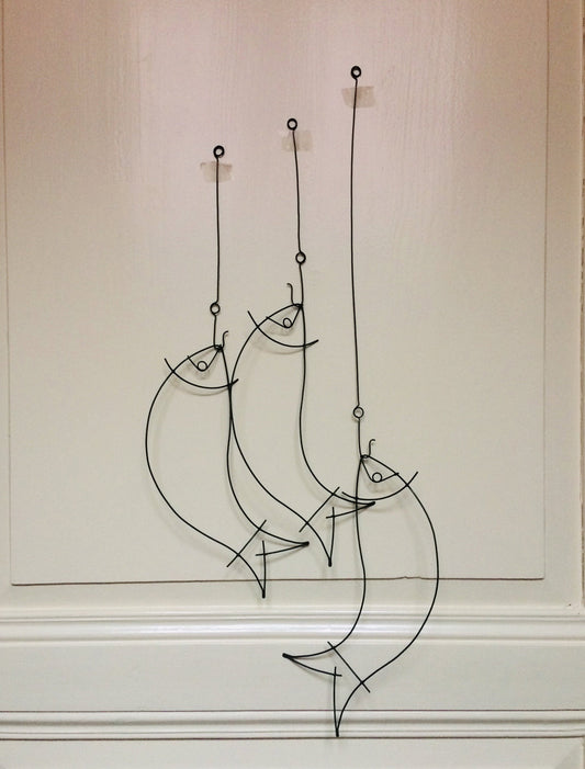 Sardines in annealed wire, fish, marine wall decoration, nature decoration, wire word, wall phrase, seaside trend