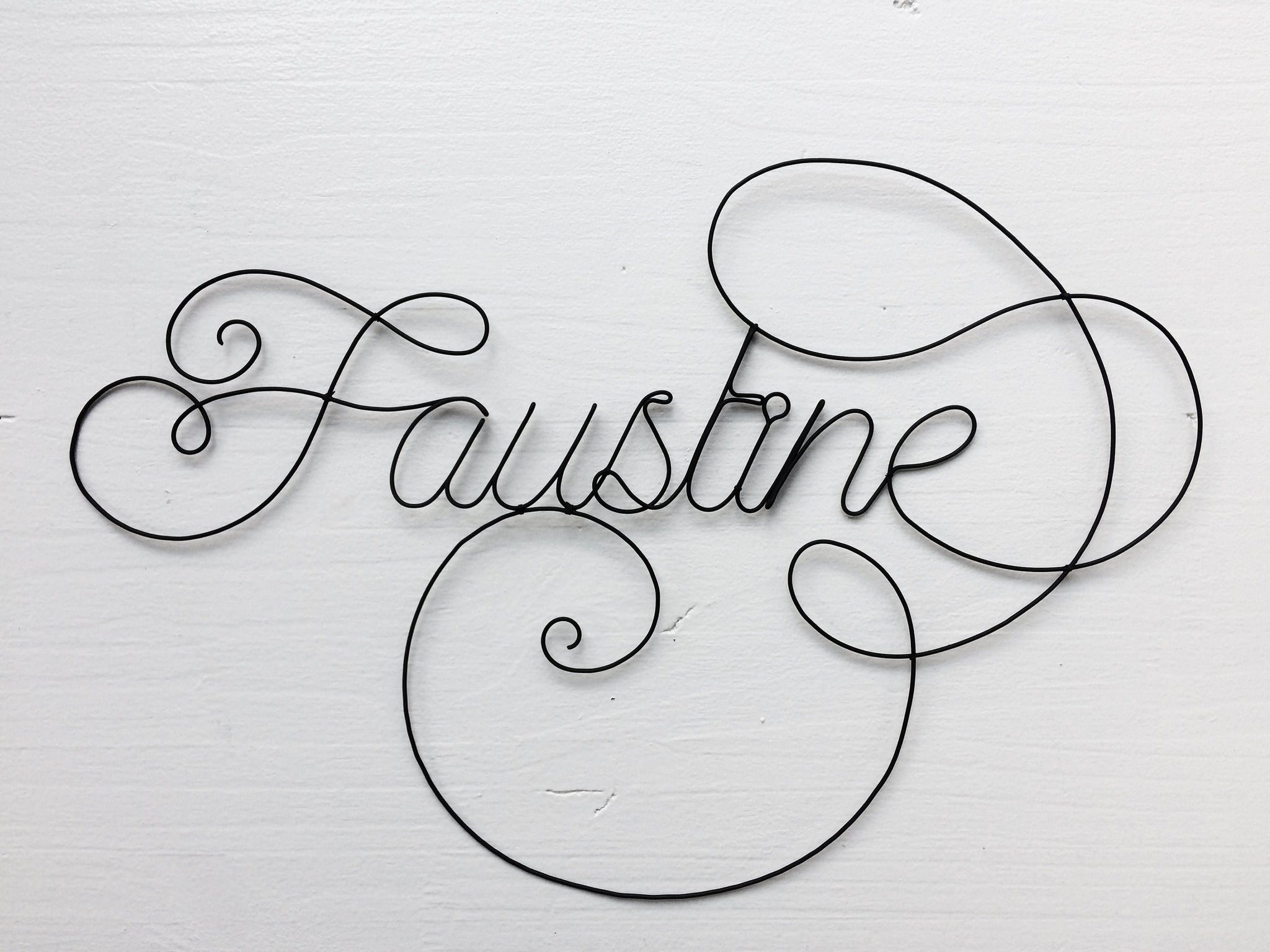 Prénom fil de fer, prénom personnalisable, Faustine, prénom bébé, décoration murale chambre, plaque de porte, cadeau naissance, baptême