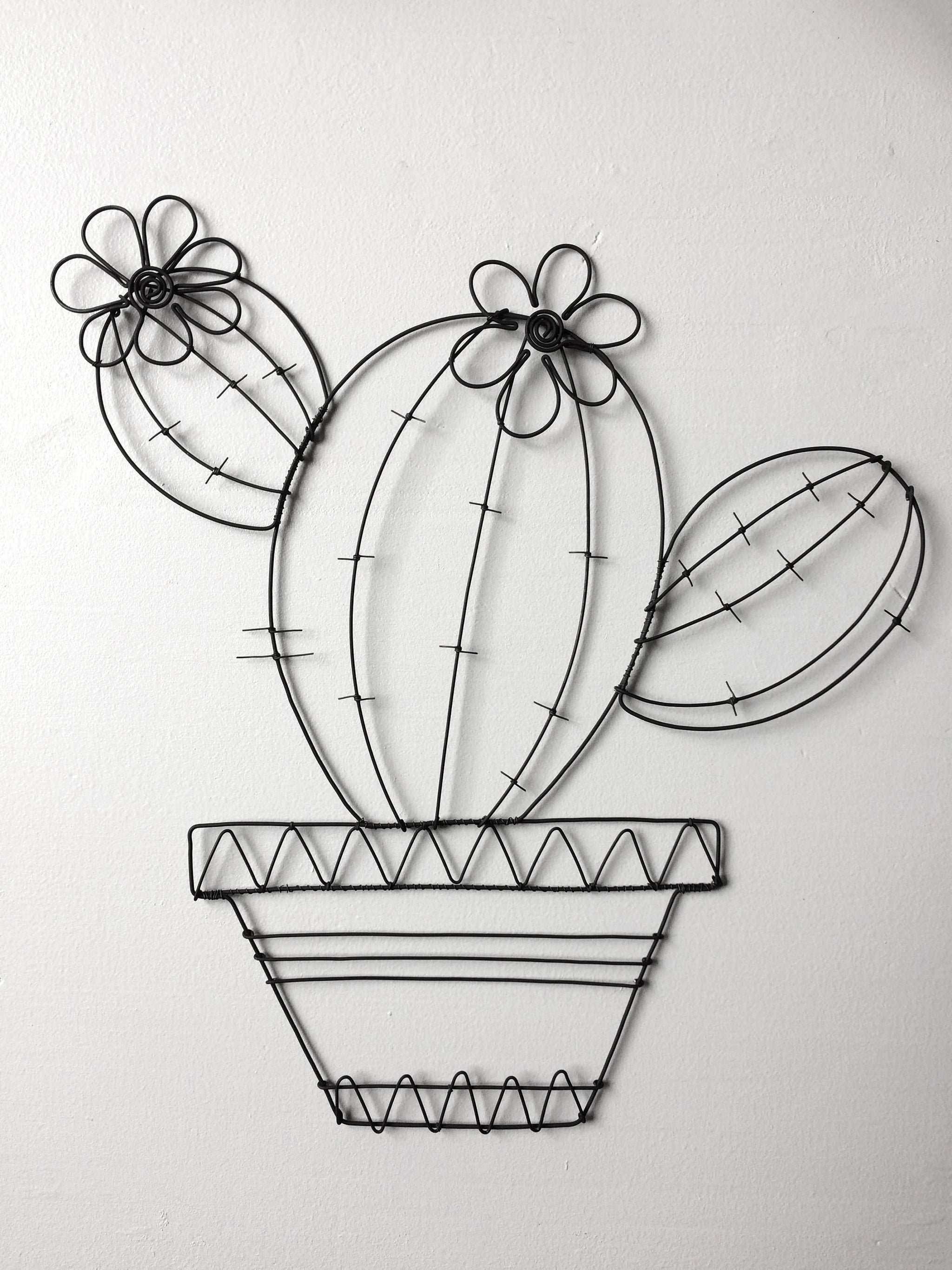 Kaktuspflanzen-Wanddekoration, Kaktusdekor zum Platzieren, Mexiko, Metallkaktus aus geglühtem Draht, Vintage-Dekor, trendiges Dekor, Drahtkaktus