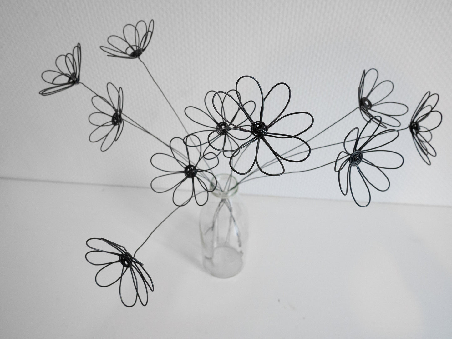 Bouquet of 10 3D flowers in annealed wire flower, artificial flower, floral decoration, bohemian nature, poppy, daisy, daisy