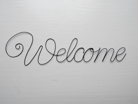 Welcome wire word, wall decoration, wire writing, message, wire phrase, wire quote, wire sculpture