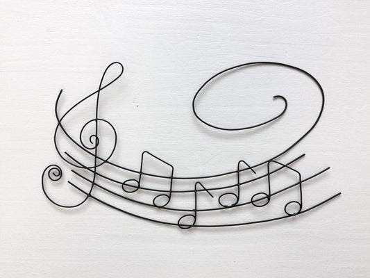 Wire musical notes, music score, wall art, metal music wall decoration, wire quote, wire decoration