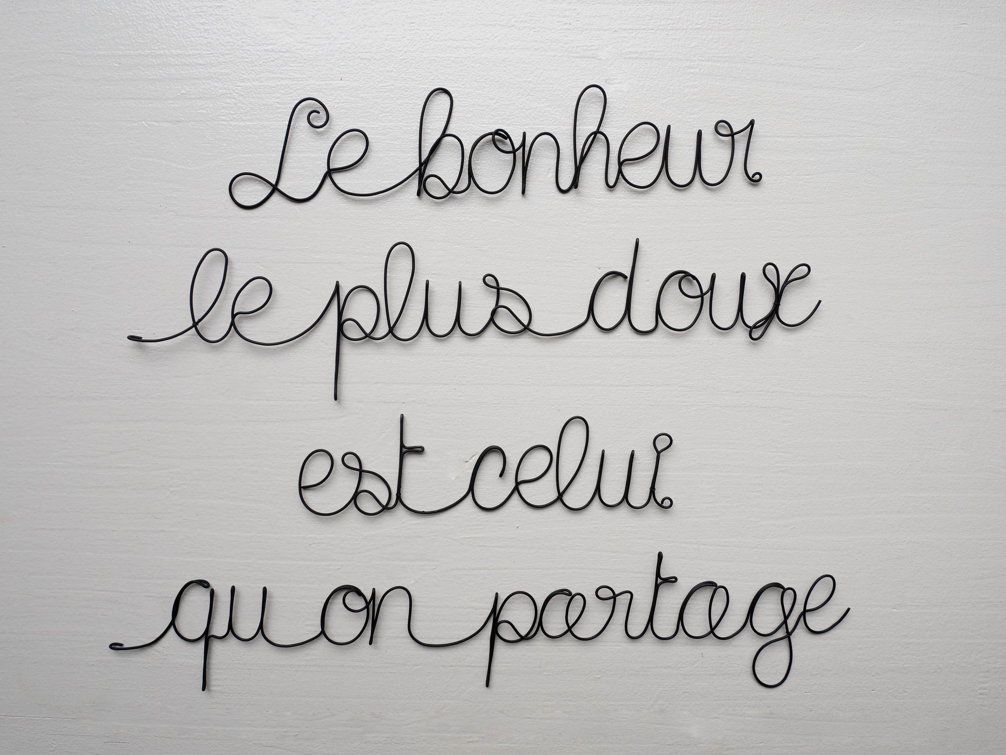 Satz aus Draht, Zitat aus geglühtem Draht, Wort aus Draht, Wanddekoration, Glück, Türschild, Geschenkidee, Glück