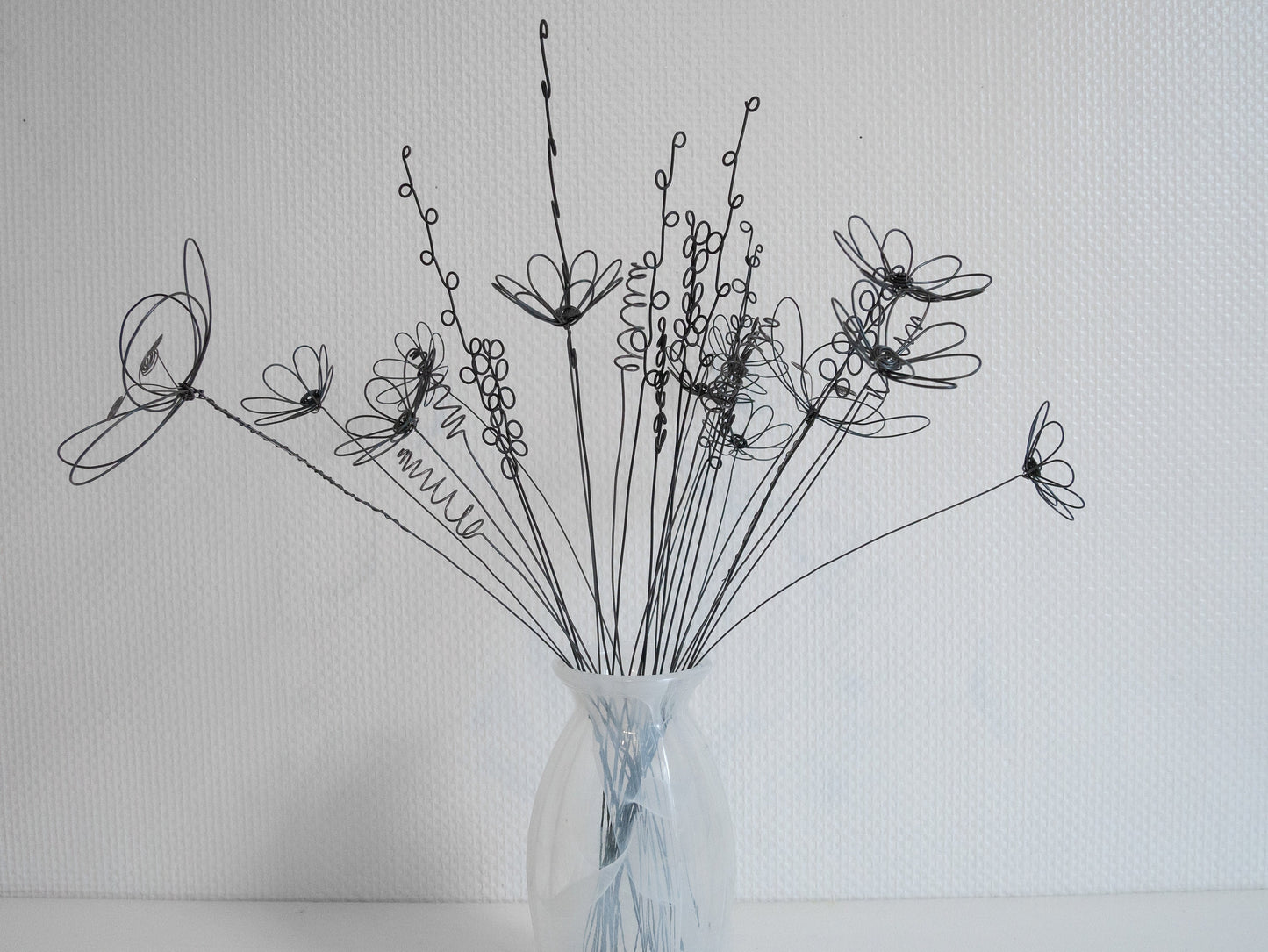 Bouquet of 28 3D flowers in annealed wire flowers, artificial flower, floral decoration, bohemian nature decoration, poppy, gift, vase flowers