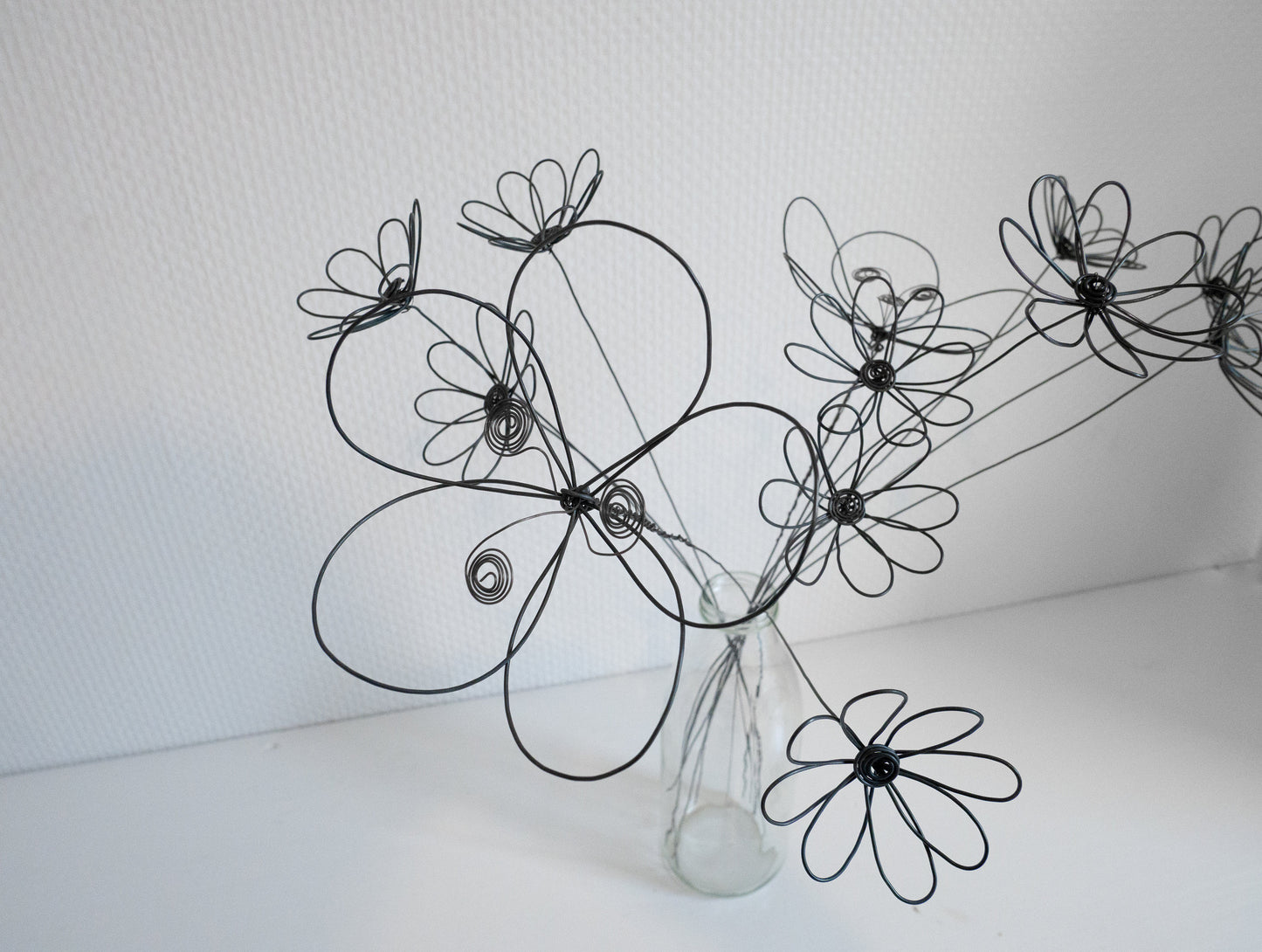 Bouquet of 12 3D flowers in annealed wire, artificial flower, floral decoration, bohemian nature decoration, poppy, mistress gift