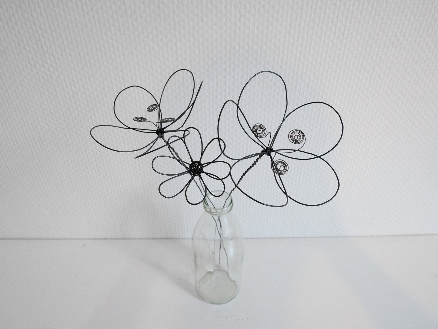 Bouquet of flowers 3 3D flowers in annealed wire, artificial flowers, dried flowers, floral wall decoration, bohemian nature decoration