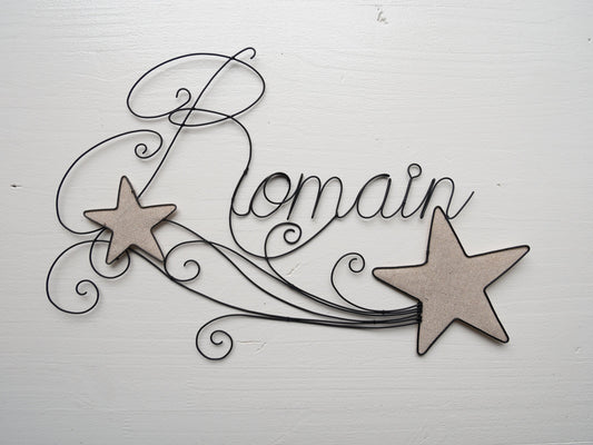 Customizable wire first name, bedroom door first name with shooting star, decorative star, baby birth gift, customizable gift