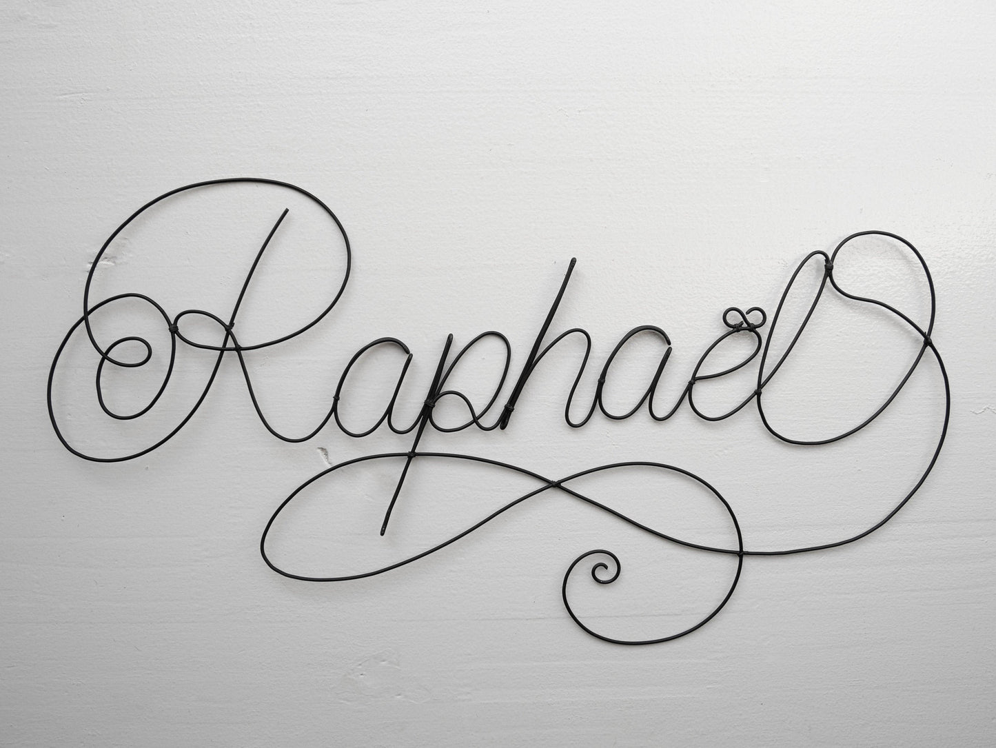 Wire first name, customizable child first name, Raphaël, wall decoration for children's room, door plaque, birth gift