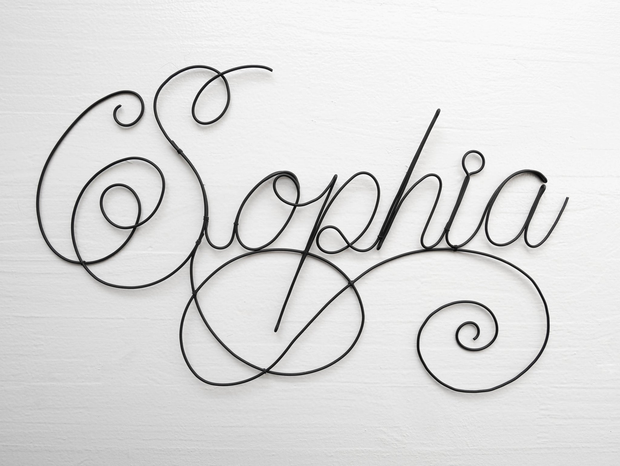 Prénom fil de fer, prénom personnalisable, prénom Sophia, décoration murale chambre d'enfant, plaque de porte, idée cadeau naissance