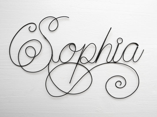 Prénom fil de fer, prénom personnalisable, Sophia, prénom chambre bébé, décoration murale chambre enfant, plaque de porte, cadeau naissance