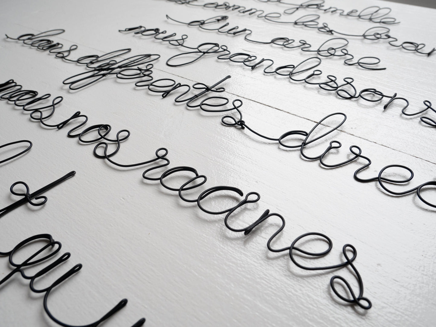 Quote family phrase in wire, wire writing, message, wire phrase, wire quote, wire wall decoration