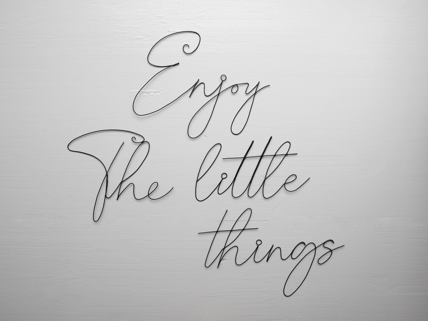 Enjoy the little things, phrase murale en fil de fer recuit, citation métal sculpture, décoration murale, plaque de porte