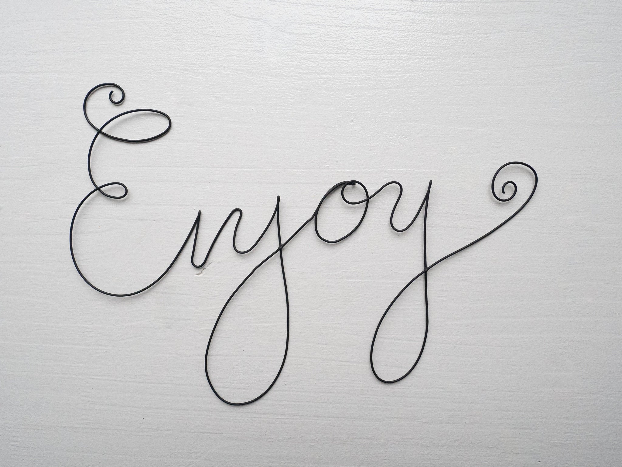 Wire word message phrase wall writing quote "ENJOY" wire sculpture wall decoration bohemian decorative door plate Wire