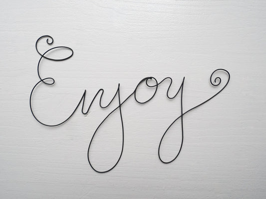 Mot en fil de fer message phrase mur écriture citation " ENJOY " sculpture en fil de fer décoration murale plaque de porte déco bohème Wire