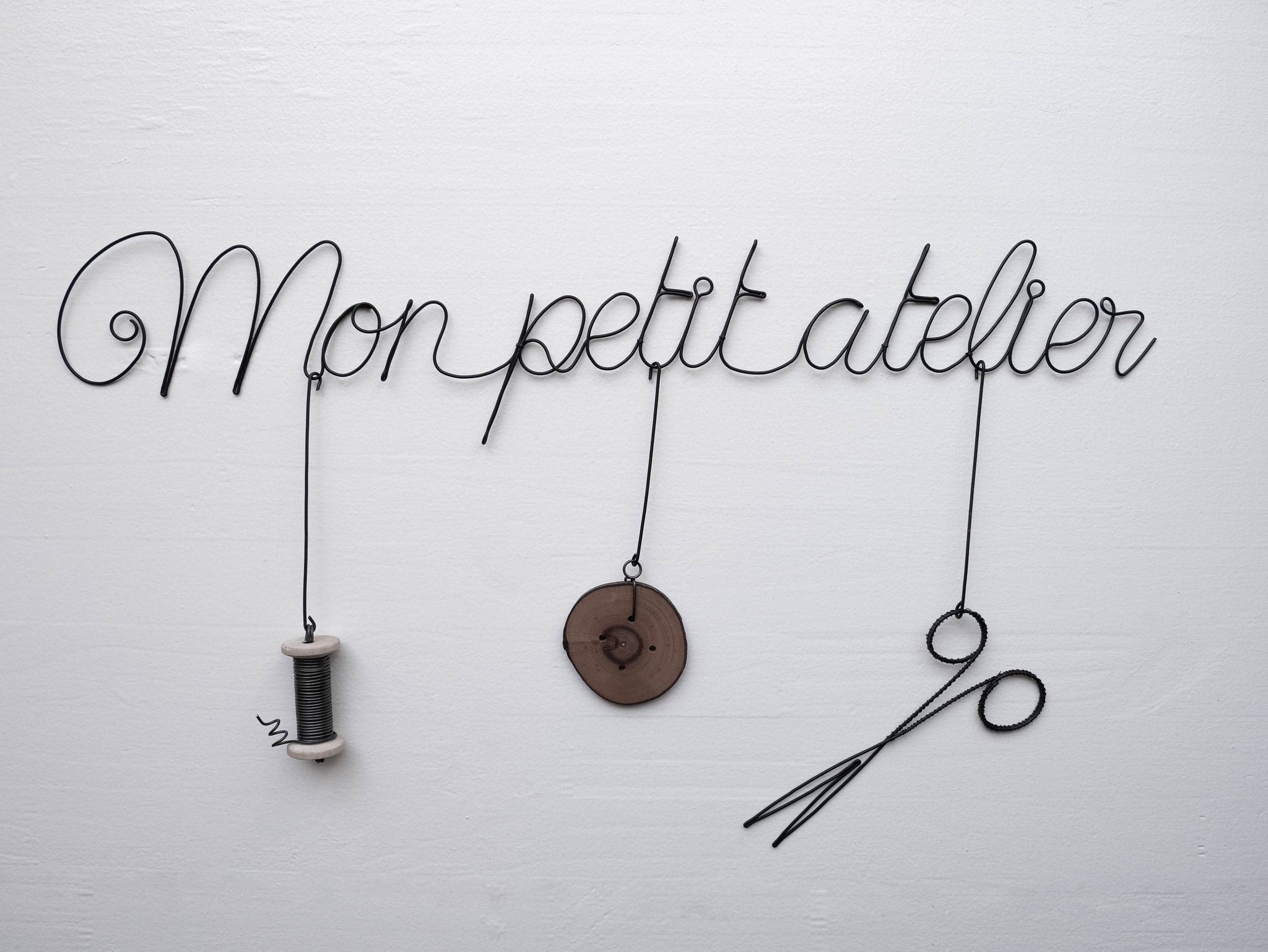 Drahtsatz „Meine kleine Werkstatt mit Zubehör“, Satz aus geglühtem Draht, Wandzitat aus Draht, Wanddekoration für die Werkstatt