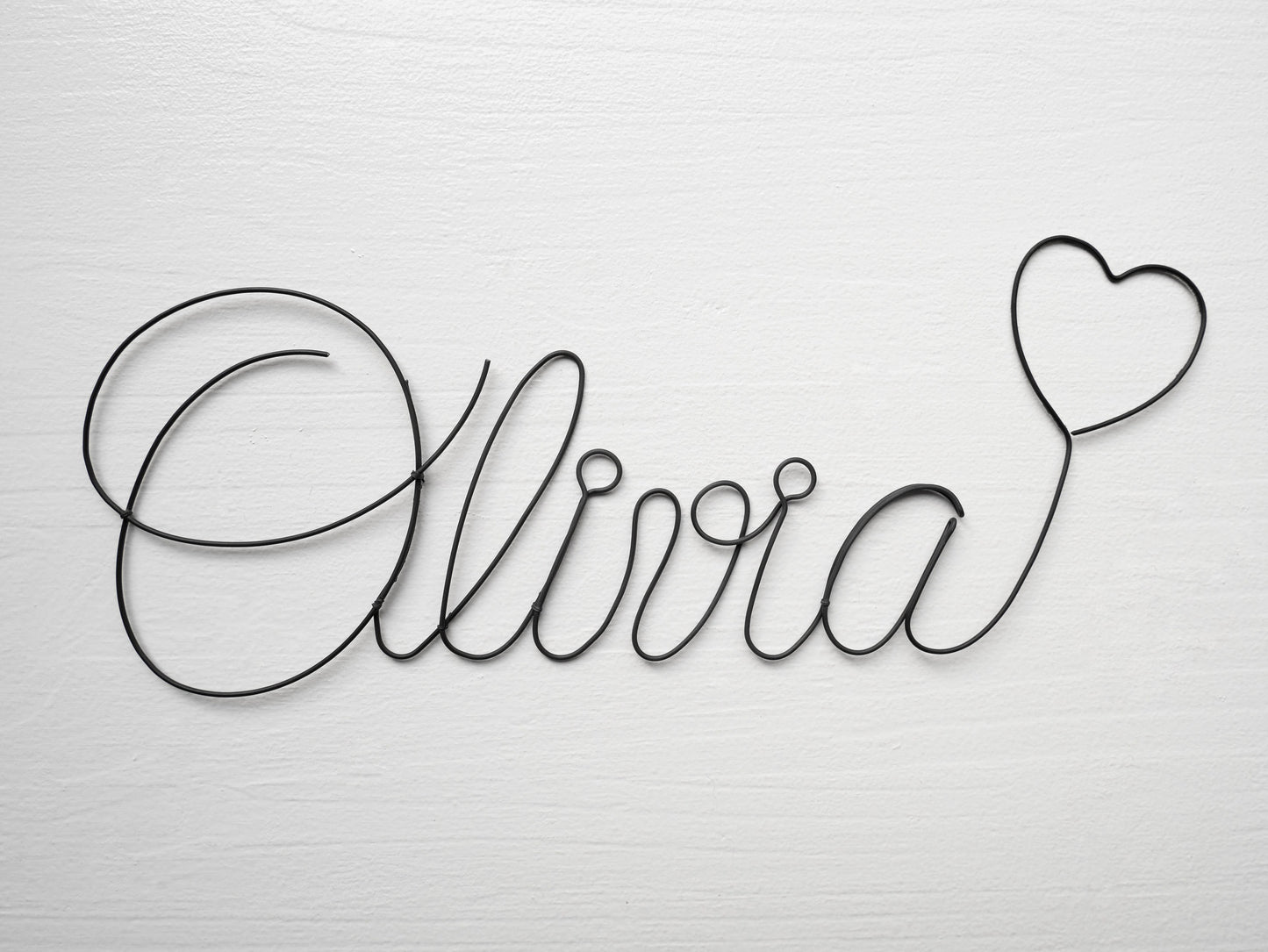 First name annealed wire, customizable first name with heart, Olivia, baby first name, child's room wall decoration, metal door plaque