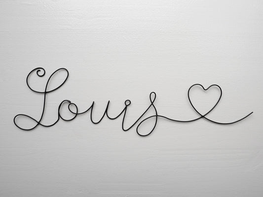 First name annealed wire, customizable first name, Louis with heart, baby first name, child's room wall decoration, door plaque, gift