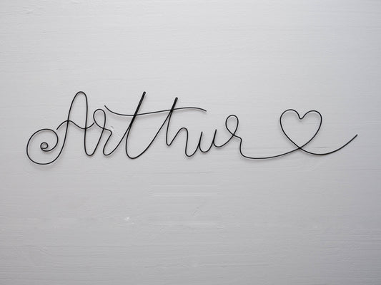 Wire first name, customizable first name, Arthur, baby first name wall decoration in annealed wire, child's room, door plaque