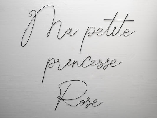 Wire phrase, customizable first name, wire quote, metal word, wall decoration, door plaque, my little princess