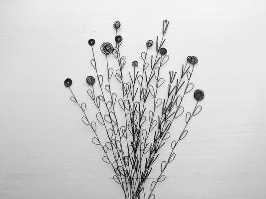 Bouquet of flowers in annealed wire 15 flowers and wild field herbs, floral decoration, bohemian nature decoration, herbs, seeds