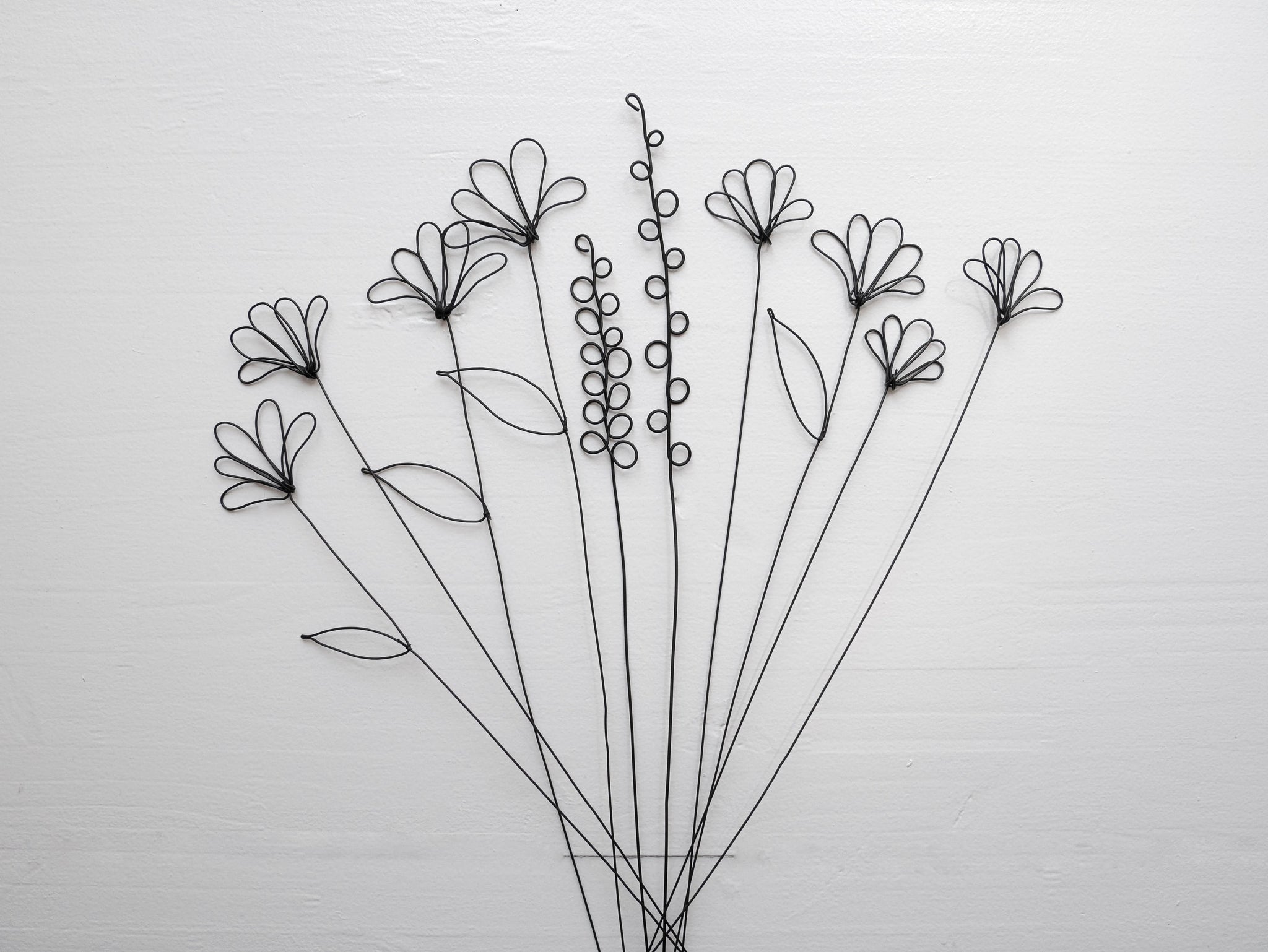 Bouquet de 10 fleurs et herbes sauvage des champs en fil de fer recuit, décoration floral, déco nature, herbes, graines, coquelicot, rose