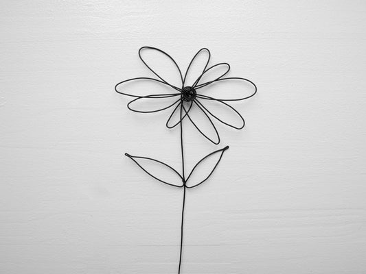 Wire flower daisy flower in annealed wire, floral wall decoration, bohemian nature decoration, bouquet of flowers, gift