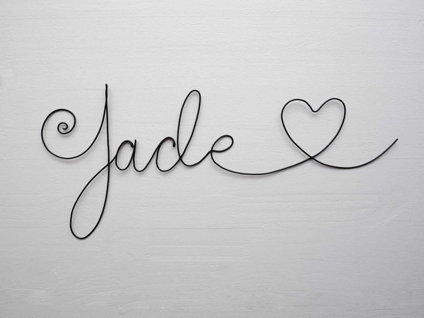 Customizable wire first name, Jade with heart, child's first name, child's bedroom wall decoration, first name door plaque, first name gift