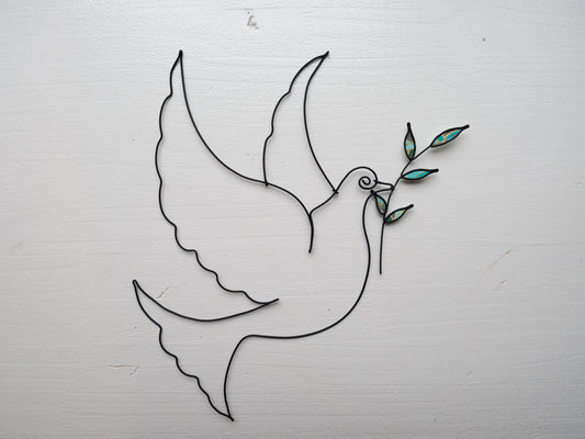 Decorative dove, bird, dove of peace in annealed wire, swallow, wall decoration, nature, wild animal, metal bird