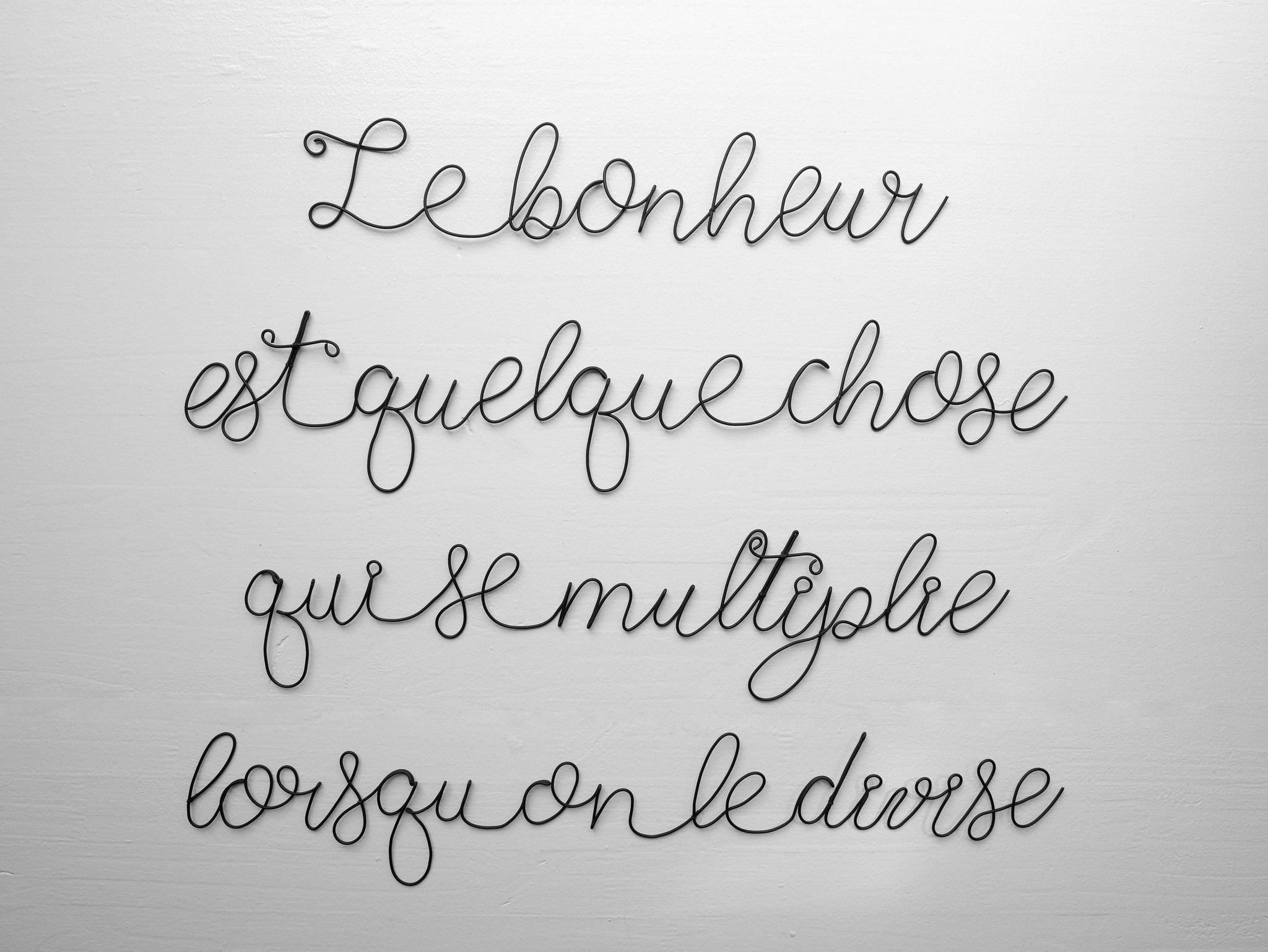 Anpassbarer Drahtsatz, Drahtwort, Wanddekoration, Glück, Türschild, Geschenkidee, poetische Dekoration