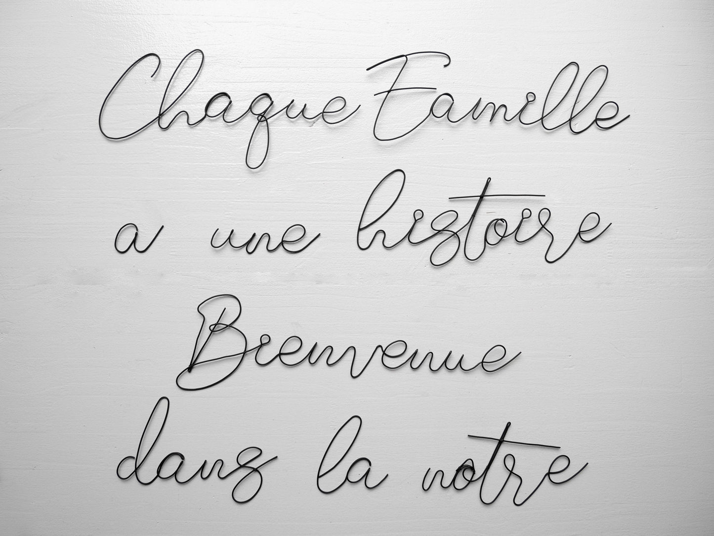 Family wire wall quote, happiness message, wire phrase, wire quote, every family has a story, wall decoration