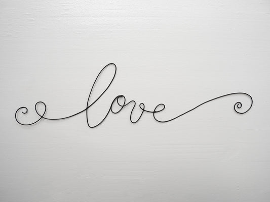 Wire word LOVE, metal phrase, first name in wire, wall decoration, letter, door plaque, gift idea, wire word, sculpture