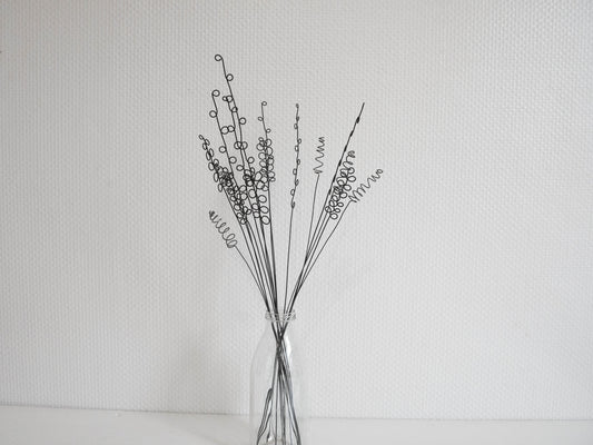 Bouquet of flowers in annealed wire 15 twigs and herbs, wild flowers, floral vase decoration, bohemian nature decoration, flower gift