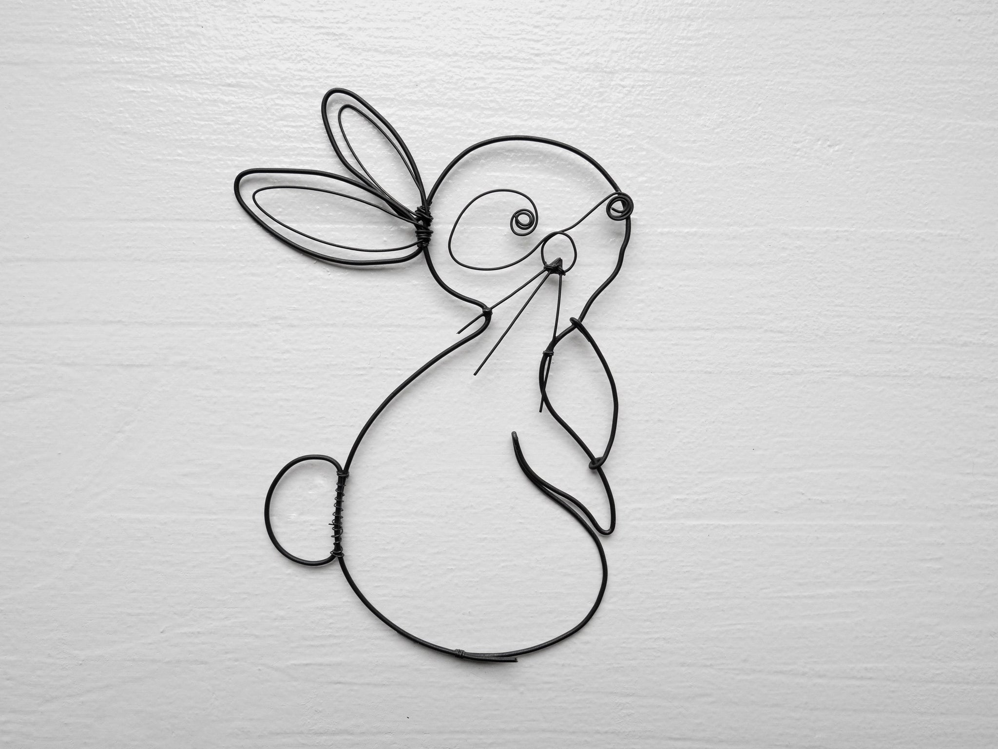 Petit lapin en fil de fer recuit, silhouette, décoration murale chambre, déco nature, déco forêt, citation fil de fer, déco nature