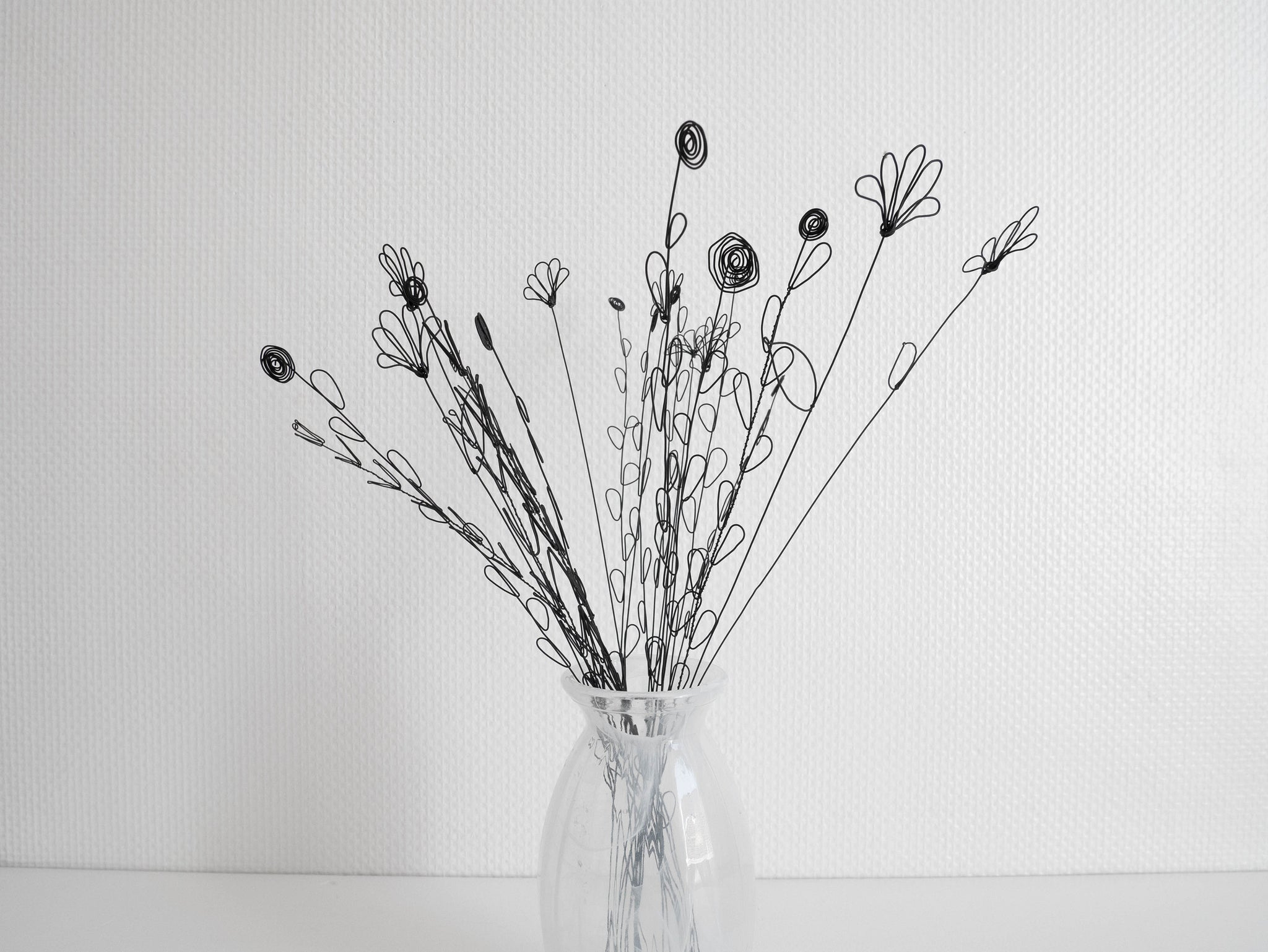 Bouquet de 22 fleurs en fil de fer recuit fleurs sauvages des champs, fleur fil de fer, décoration floral, bohème nature, herbes, graines