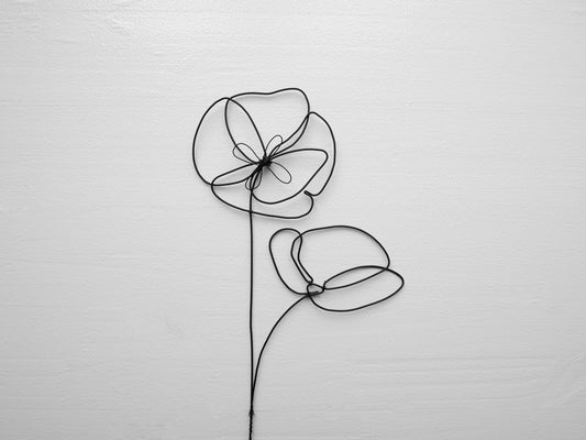 Poppy wire flower annealed wire flower, floral wall decoration, bohemian nature decoration, bouquet of flowers, gift