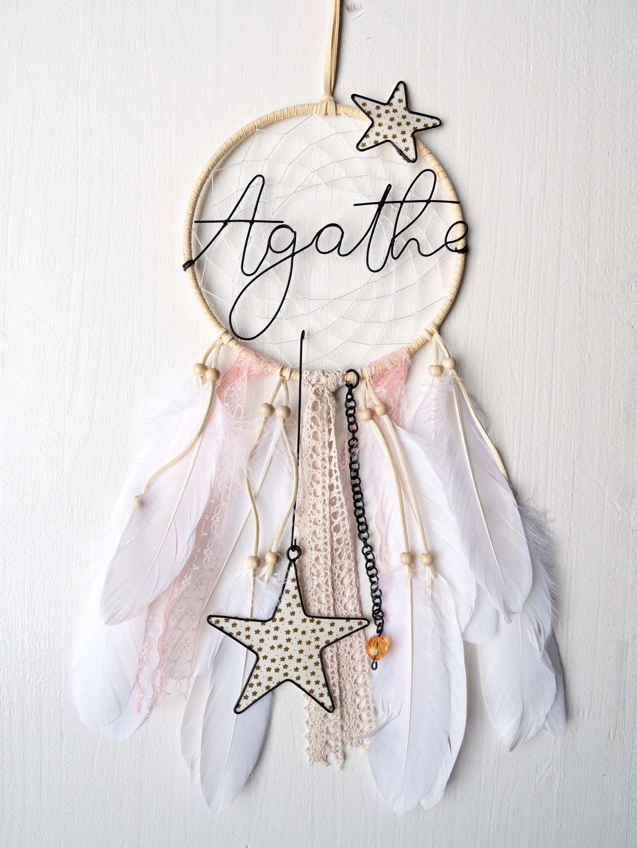 Anpassbarer Traumfänger mit Vornamen aus geglühtem Draht, Raumdekoration, einzigartiges und originelles Geburtsgeschenk, Geburtstagsgeschenk