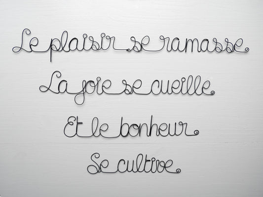 Citation bouddha en fil de fer, écriture fil de fer, message, phrase fil de fer, citation fil de fer, décoration murale fil de fer sculpture