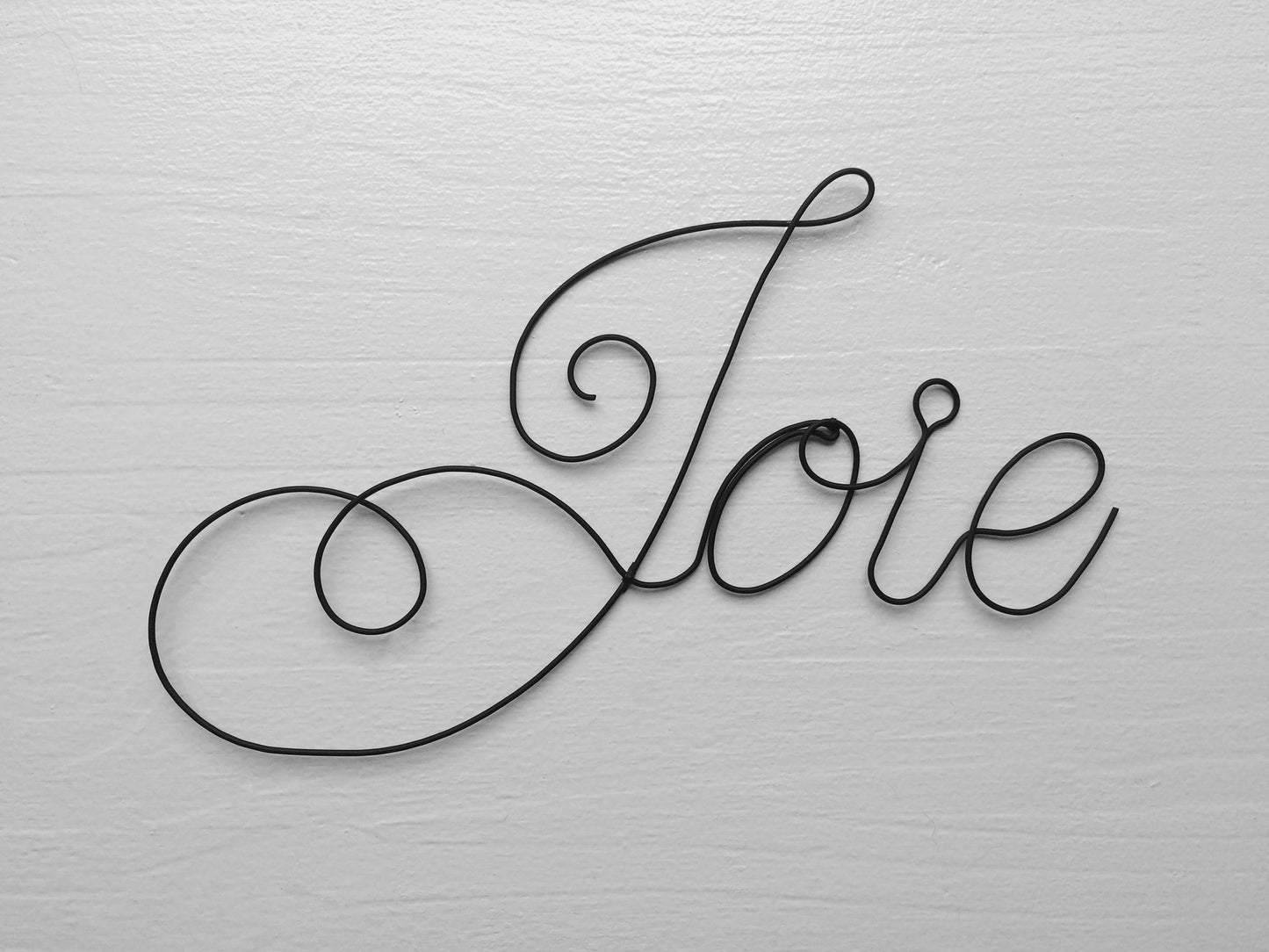 Joy wire word, wire writing, message, wire phrase, wire quote, wire wall decoration sculpture