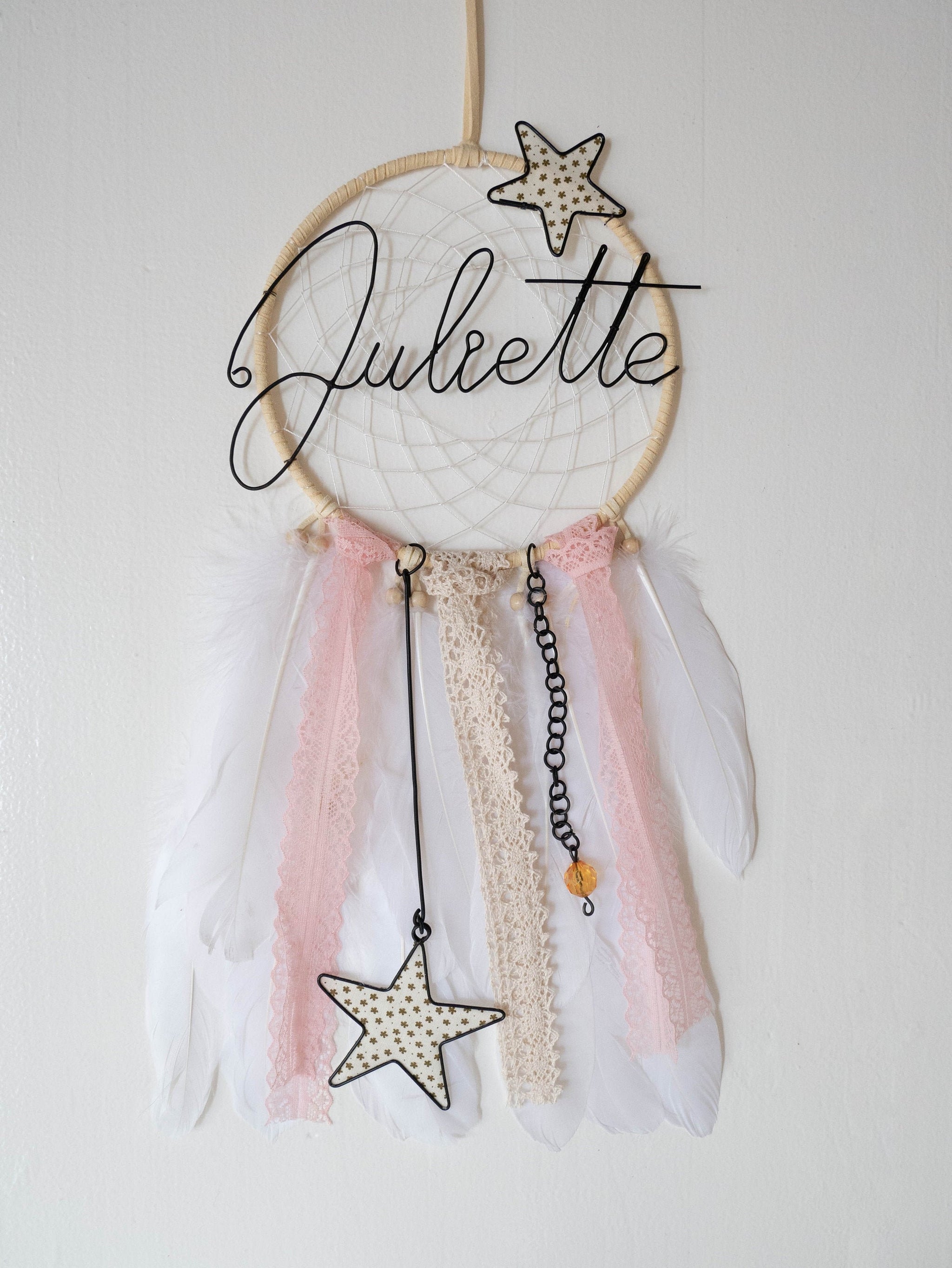 Anpassbarer Traumfänger mit Vornamen aus geglühtem Draht, Raumdekoration, einzigartiges und originelles Geburtsgeschenk, Geburtstagsgeschenk