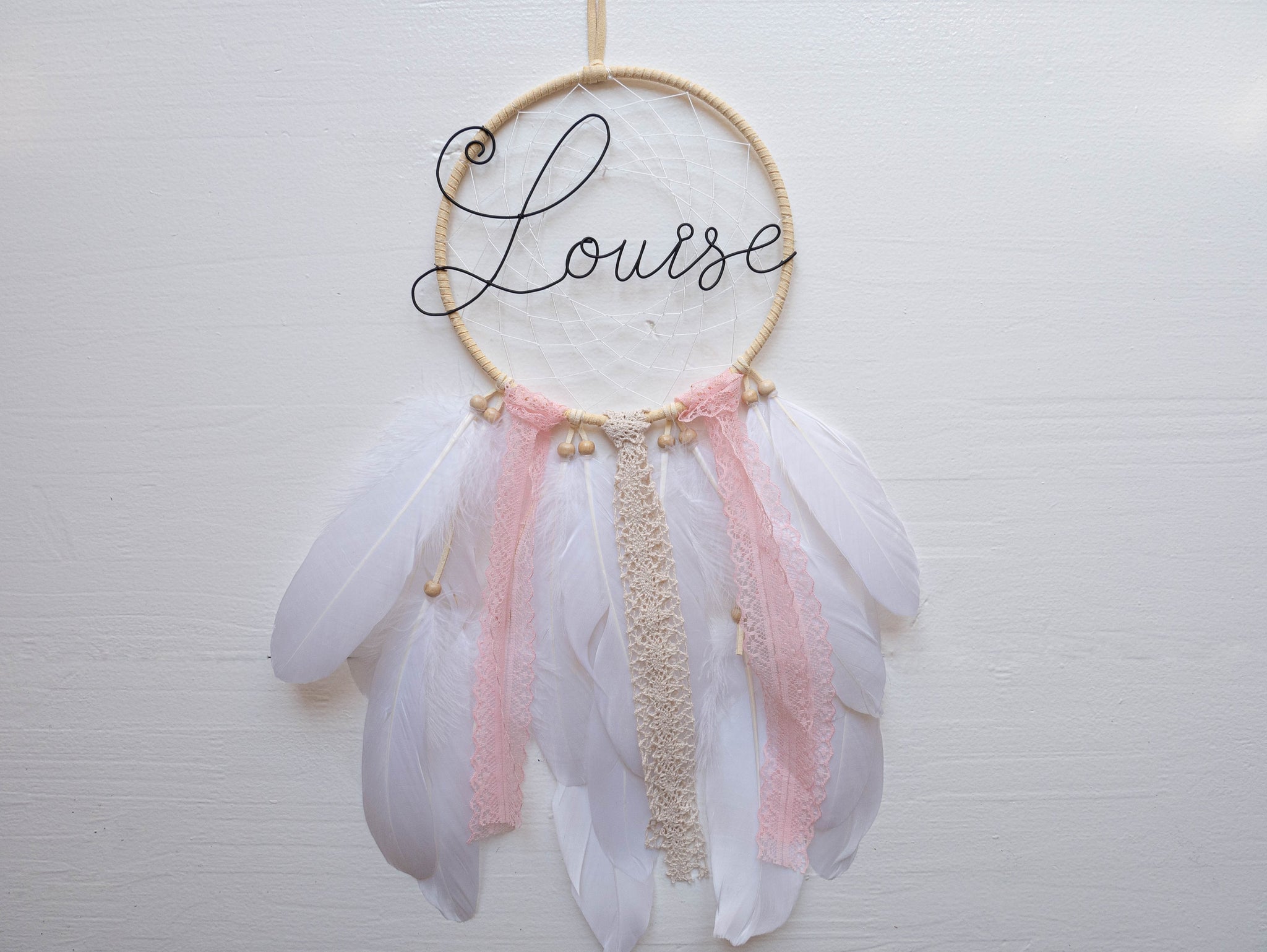 Anpassbarer Traumfänger mit Vornamen aus geglühtem Draht, Raumdekoration, einzigartiges und originelles Geburtsgeschenk, Geburtstagsgeschenk