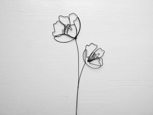 Poppy wire flower annealed wire flower, floral wall decoration, bohemian nature decoration, bouquet of flowers, gift