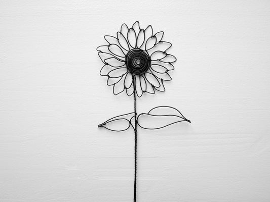 Sunflower wire flower in annealed wire, eternal flower, wall decoration, floral bohemian decoration, bouquet of flowers, gift