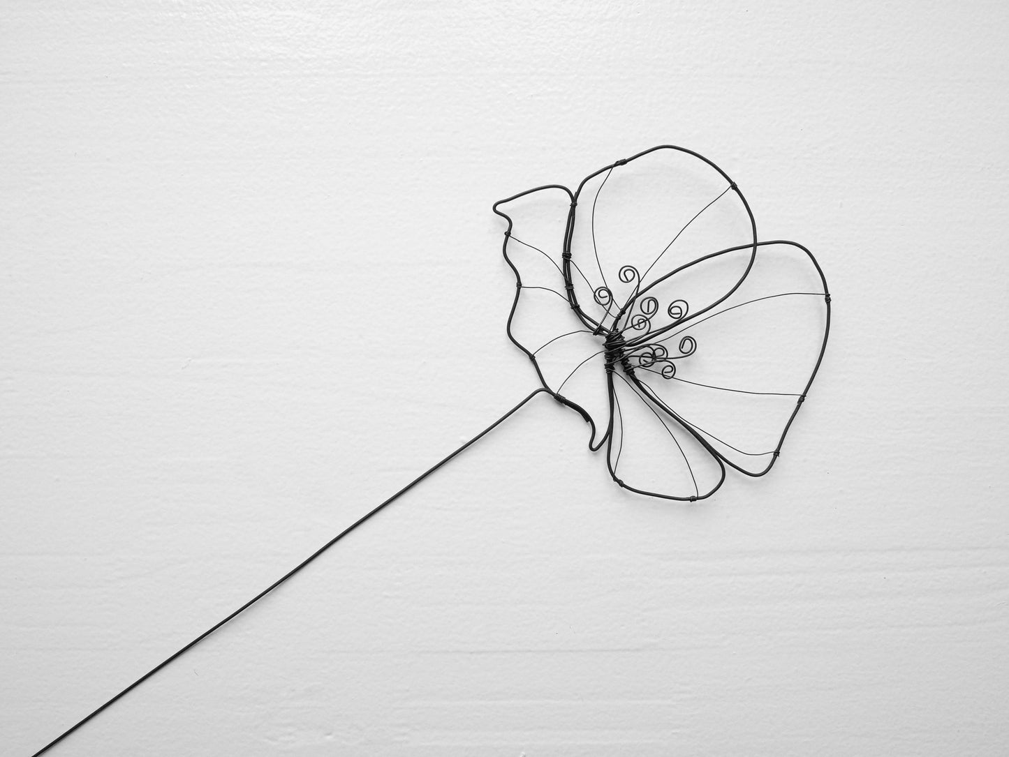 Poppy wire flower annealed wire flower, floral wall decoration, bohemian nature decoration, bouquet of flowers, gift