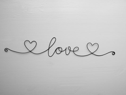 Wire word LOVE, wire first name, metal phrase, wall decoration, letter, door plaque, birth gift idea, photo decoration