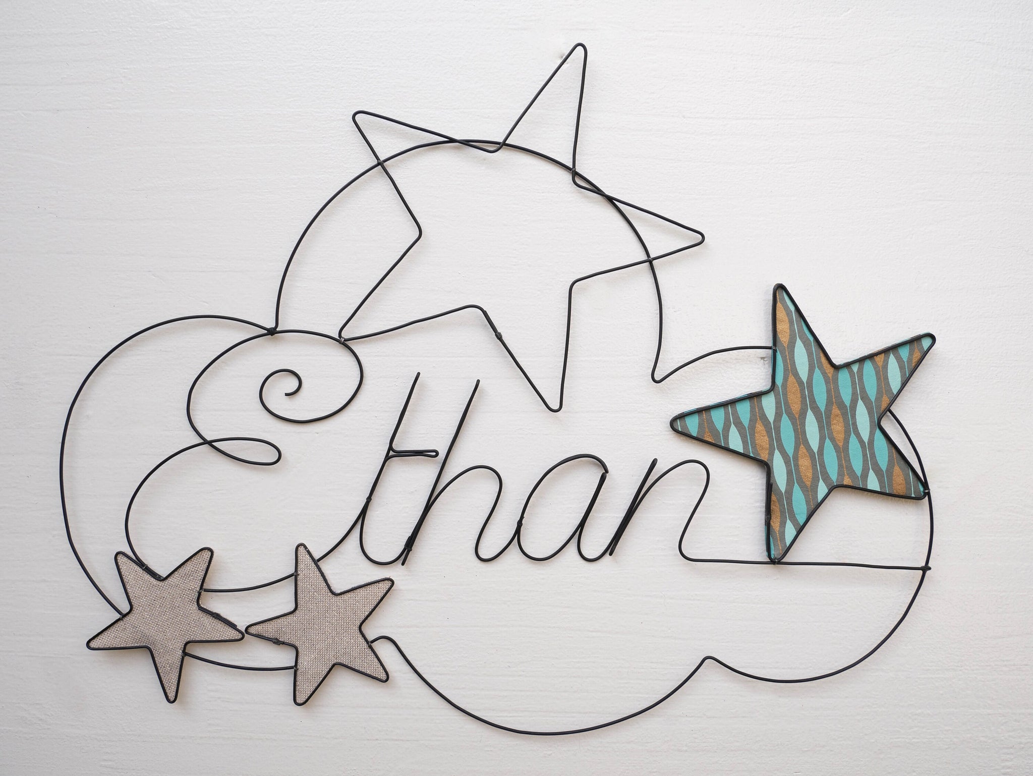 Prénom nuage personnalisable en fil de fer, décoration chambre d'enfant, décoration sticker murale, cadeau de naissance, plaque de porte