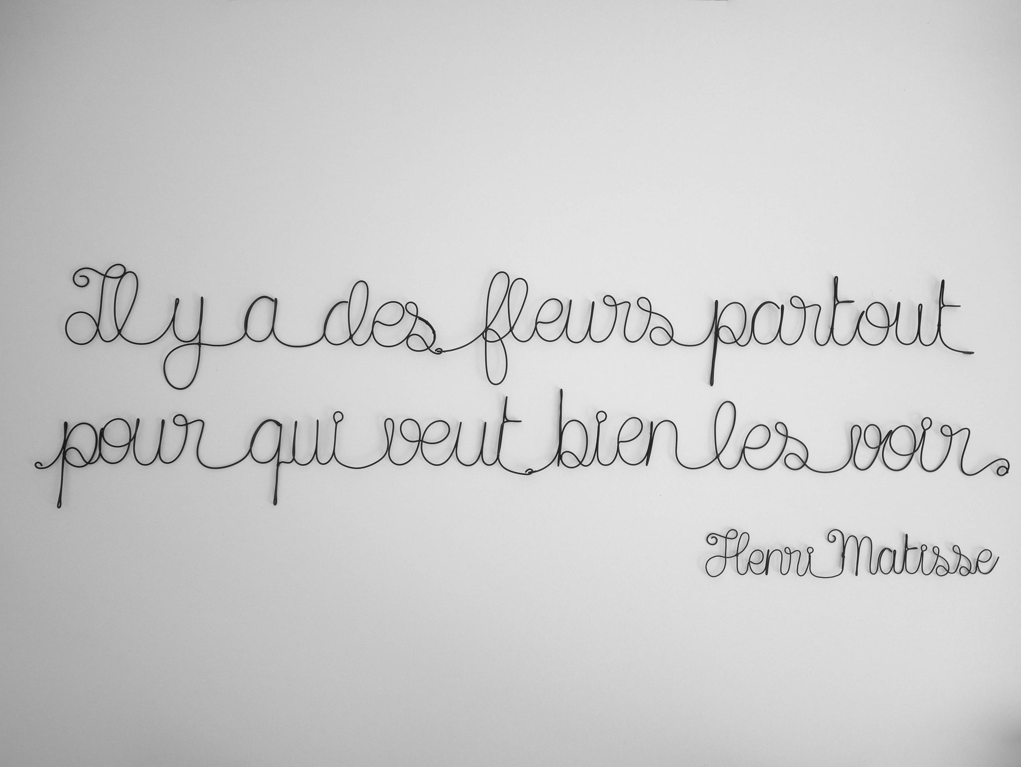 Zitat aus echtem geglühtem Draht, Zitat von Henri Matisse, Heimwanddekoration, Wandskulptur, Botschaft aus geglühtem Draht